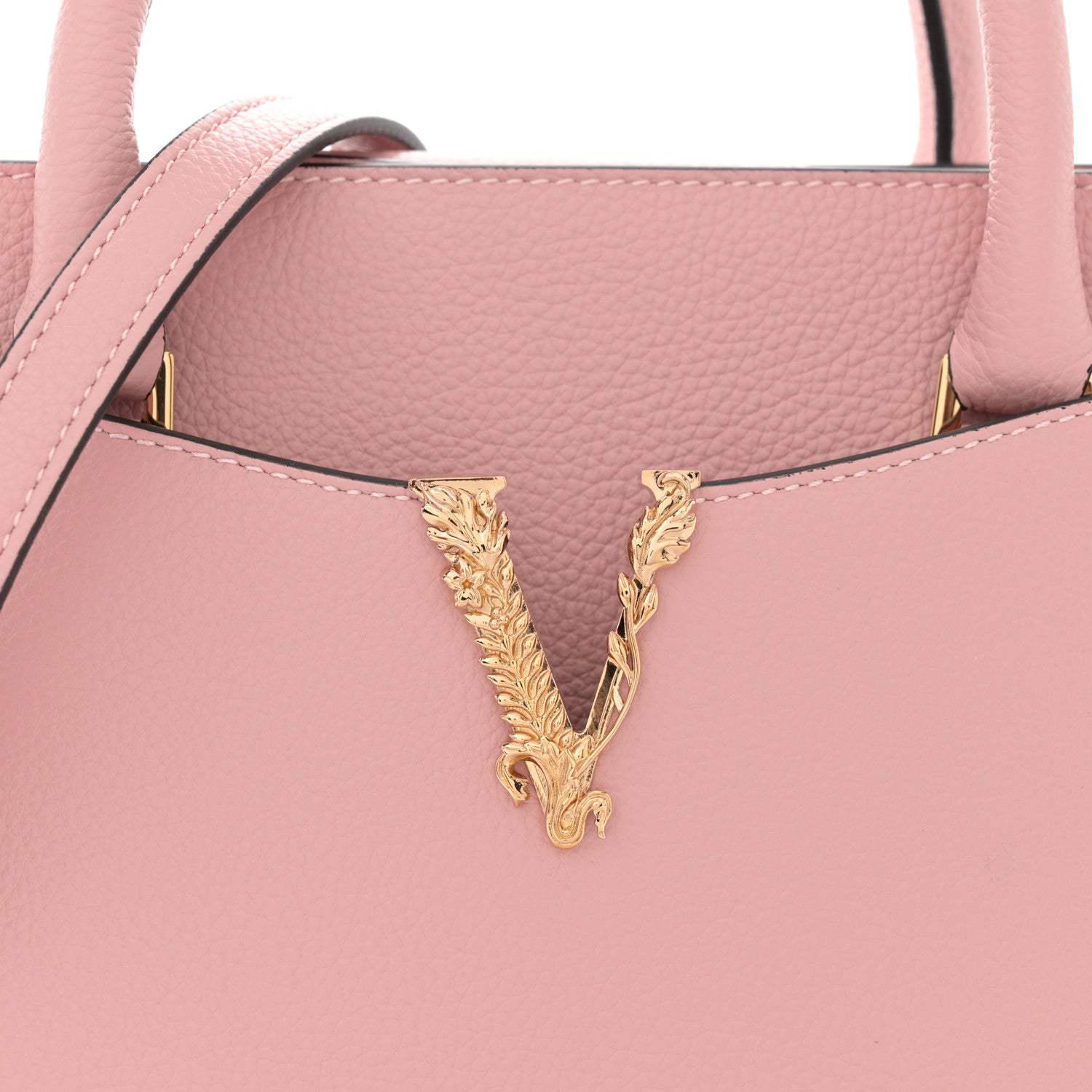 Versace Grainy Calfskin Virtus Top Handle Tote Pink 8 of 12
