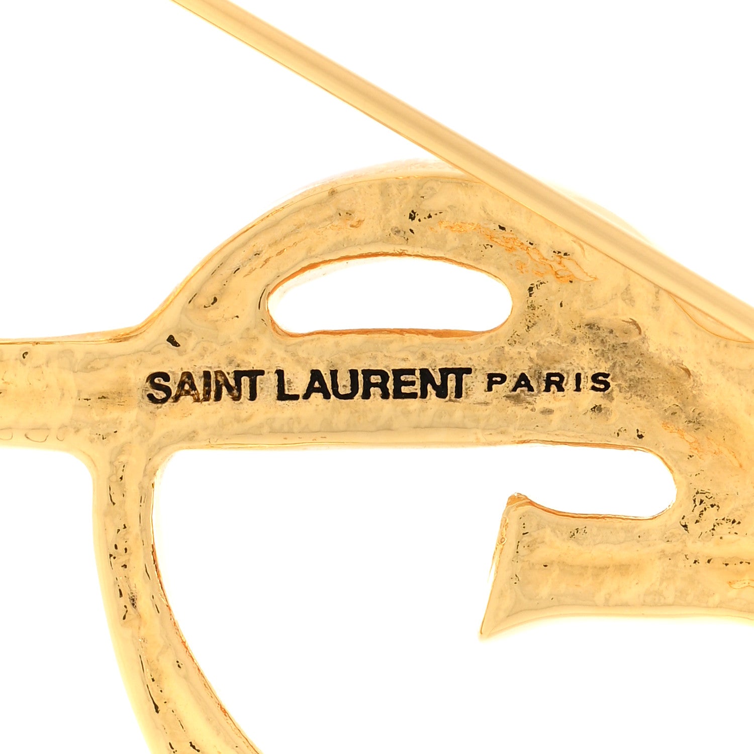 Saint Laurent Monogram Crocodile Opyum Brooch Gold 4 of 6