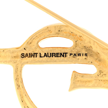 Saint Laurent Monogram Crocodile Opyum Brooch Gold 4 of 6