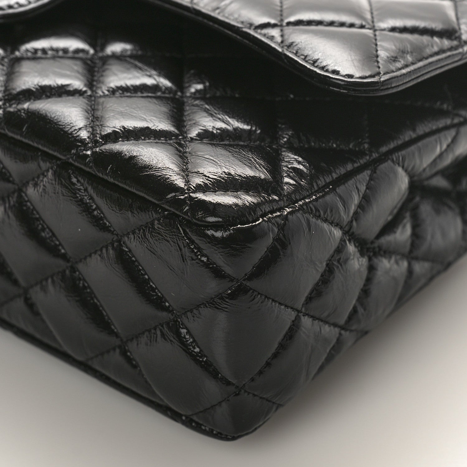 Chanel Shiny Crumpled Calfskin Quilted Medium Double Flap So Black 9 of 9