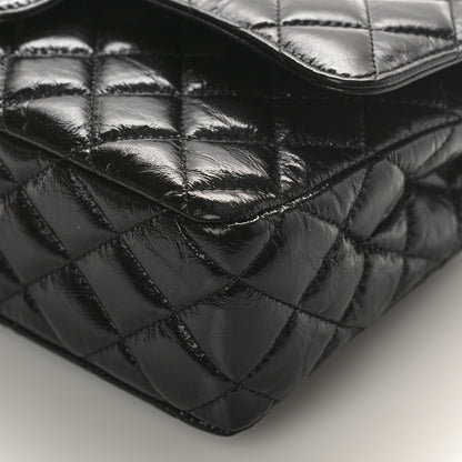 Chanel Shiny Crumpled Calfskin Quilted Medium Double Flap So Black 9 of 9