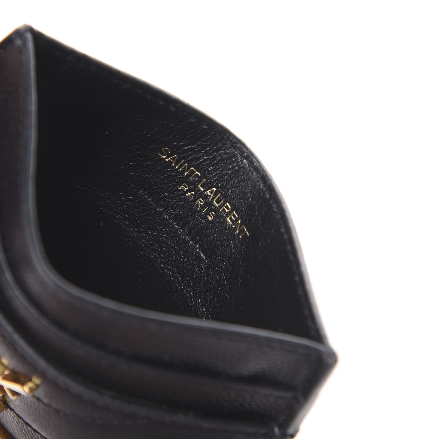 Saint Laurent Grain De Poudre Matelasse Chevron Monogram Credit Card Case Black 5 of 6