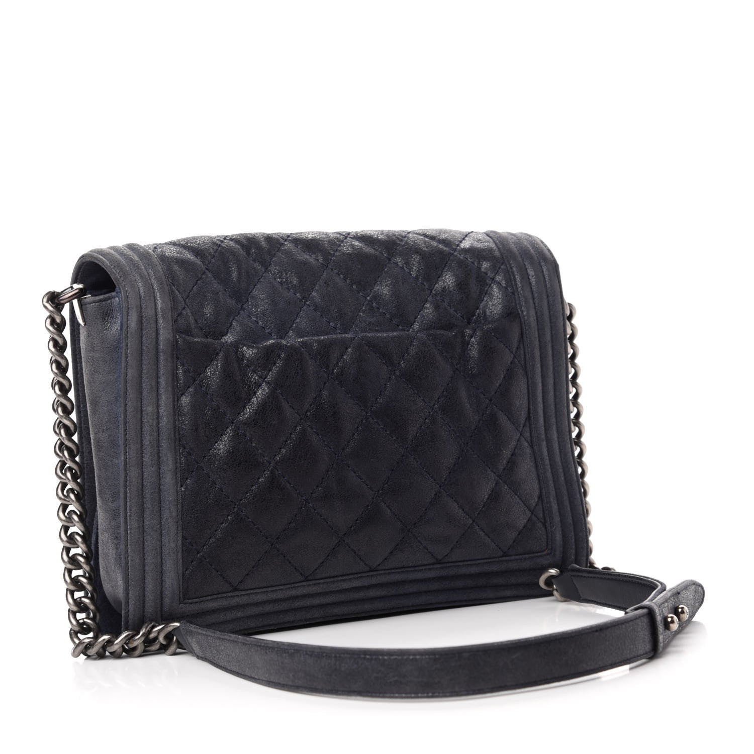 Chanel Iridescent Calfskin Quilted New Medium Gentle Boy Flap Navy 3 of 10