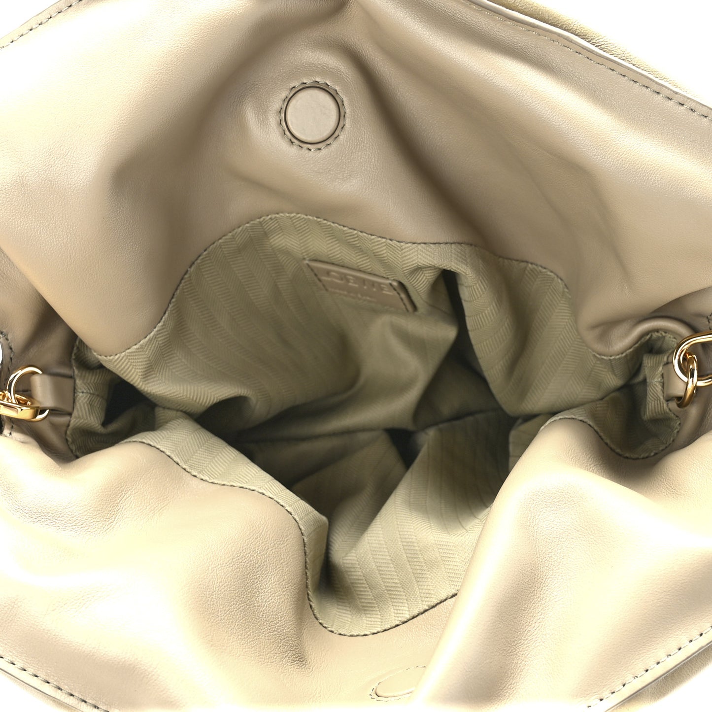 Shiny Nappa Lambskin Puffer Flamenco Knot Clutch Clay Green