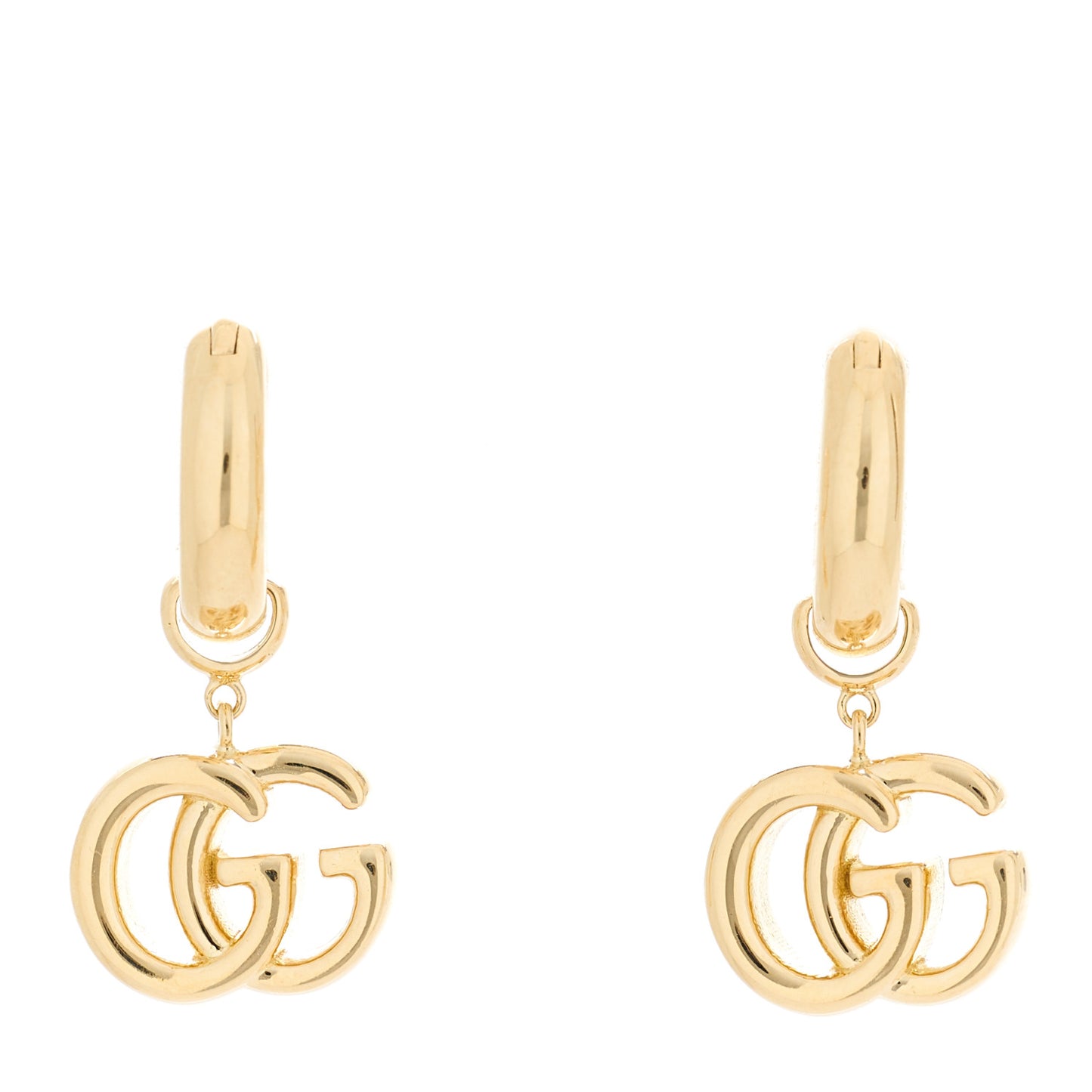 18K Yellow Gold Running G Drop Hoop Earrings