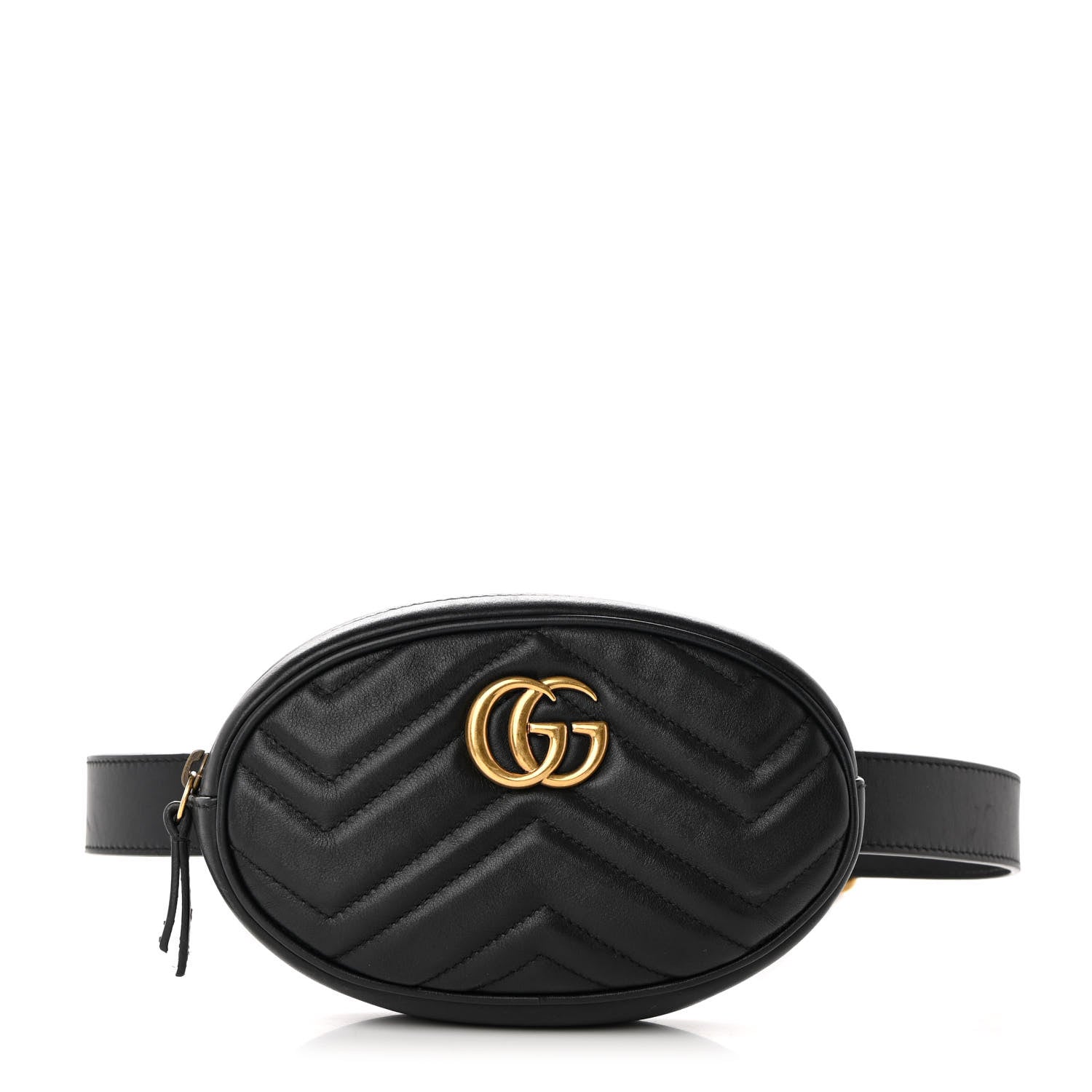 Gucci Calfskin Matelasse GG Marmont Belt Bag 85 34 Black 1 of 20
