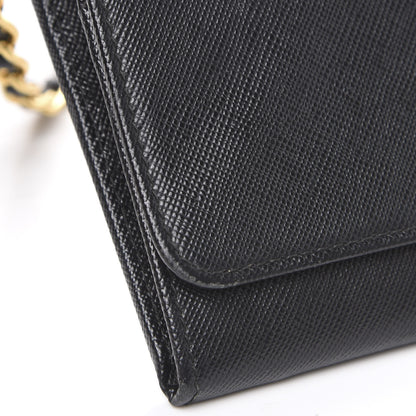 Prada Saffiano Metal Oro Chain Wallet Black 8 of 10