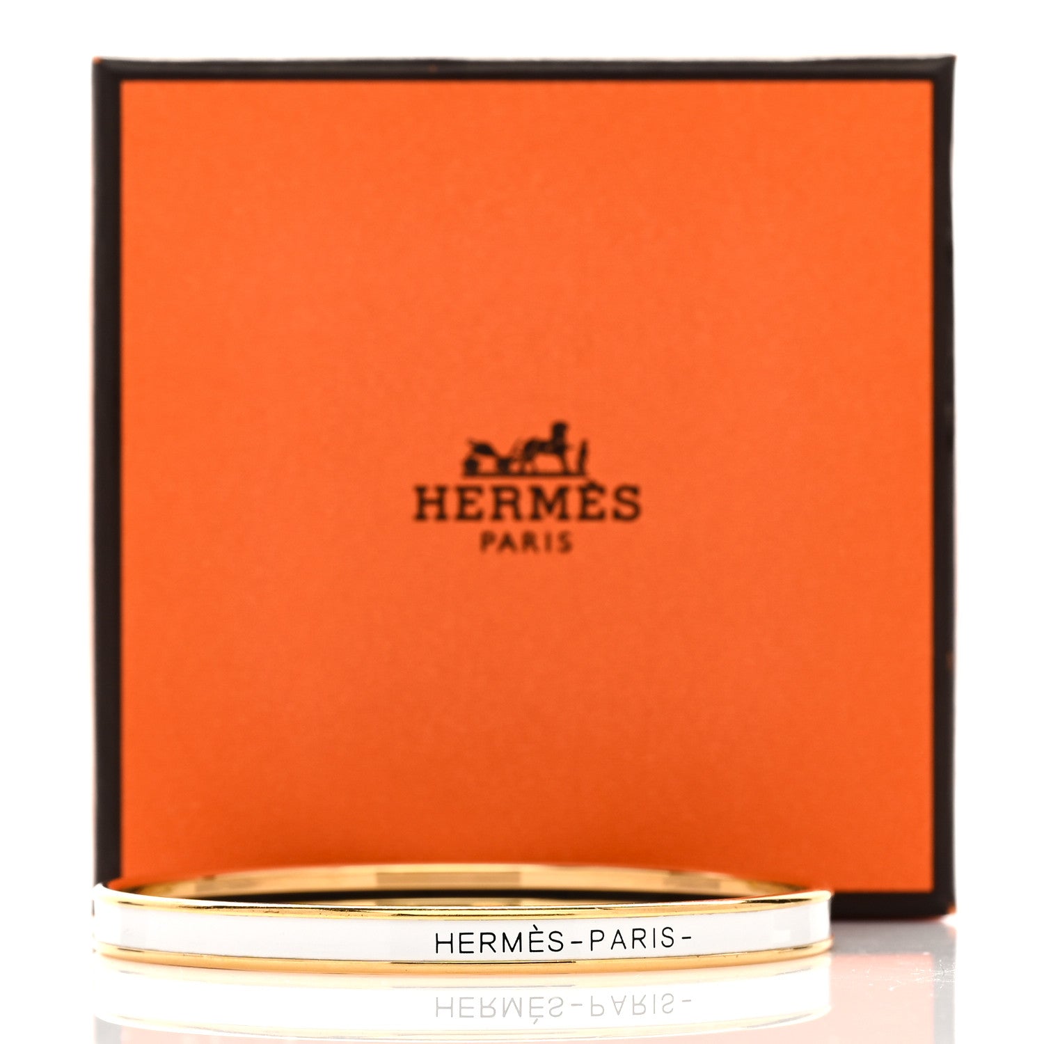 Hermes Enamel Printed Extra Narrow Uni Bracelet 62 White 6 of 6