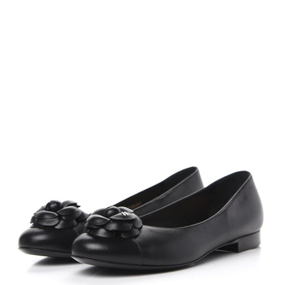 Chanel Lambskin Camellia Ballerina Flats 39 Black 3 of 11