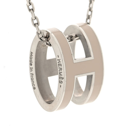 Hermes Lacquered Palladium Pop H Pendant Necklace Marron Glace 4 of 6
