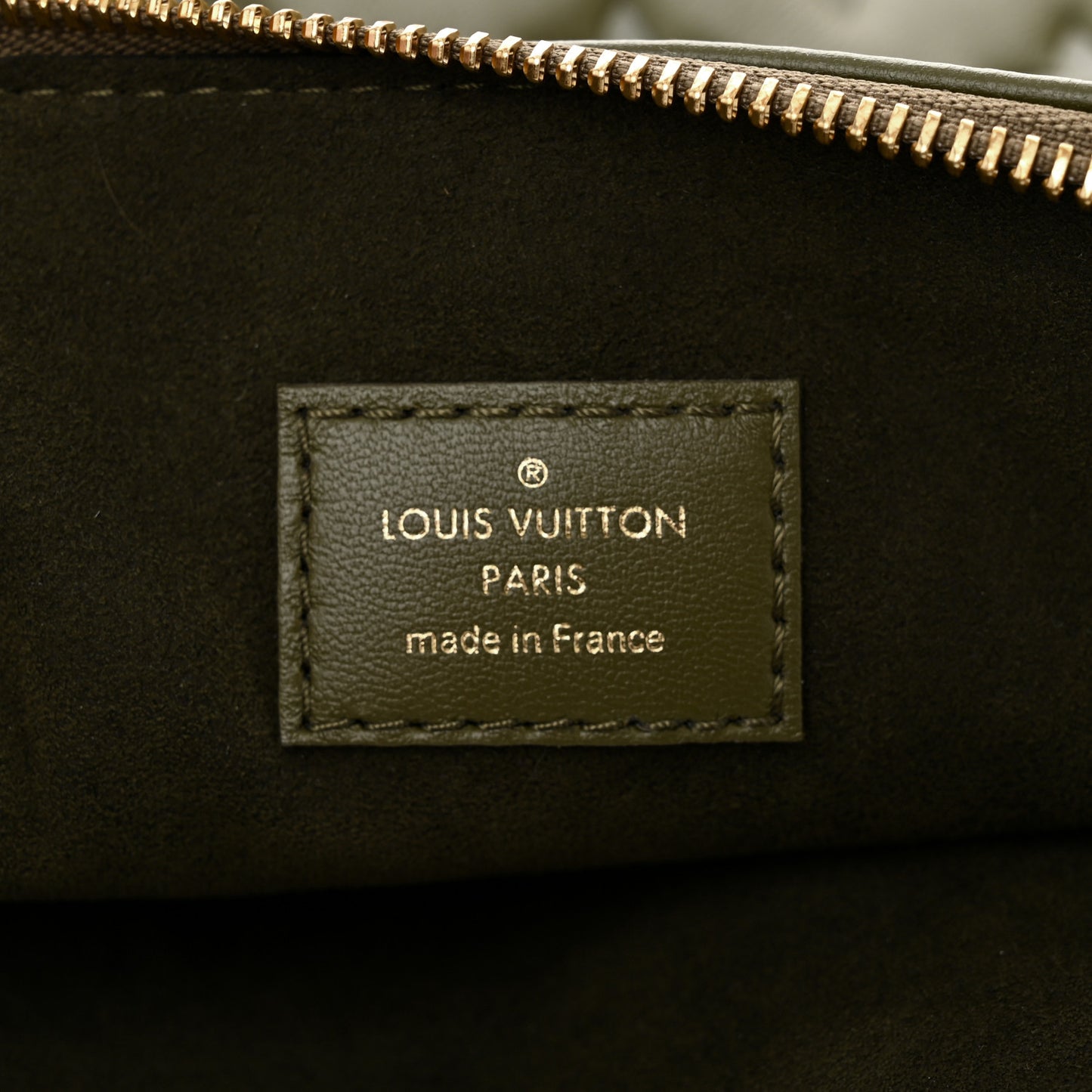 Lambskin Embossed Monogram Coussin MM Khaki