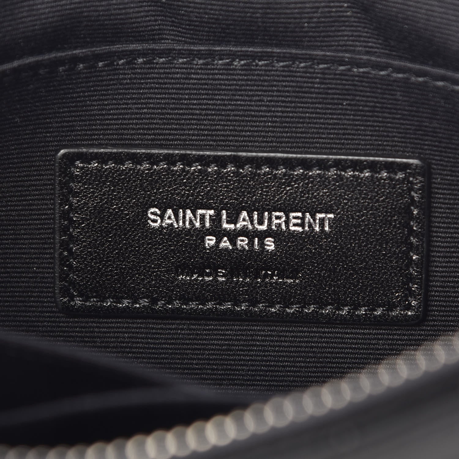 Saint Laurent Calfskin Crocodile Embossed Monogram Zip Pouch Black 6 of 9