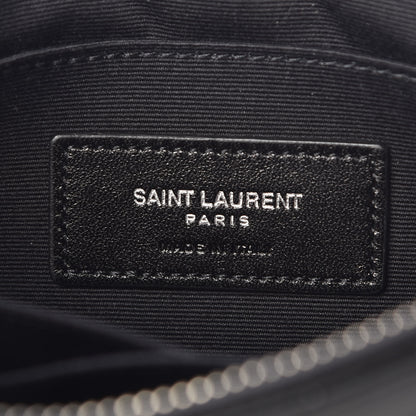 Saint Laurent Calfskin Crocodile Embossed Monogram Zip Pouch Black 6 of 9