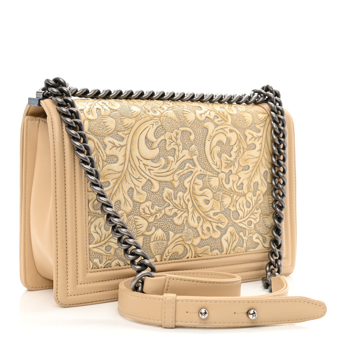 Calfskin Embossed New Medium Cordoba Boy Flap Ecru