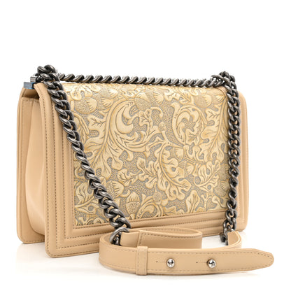 Chanel Calfskin Embossed New Medium Cordoba Boy Flap Ecru 2 of 9
