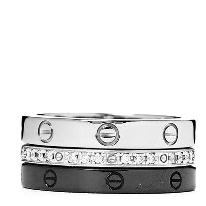 Cartier 18K White Gold Diamond Ceramic LOVE Ring Set 48 4.5 3 of 8