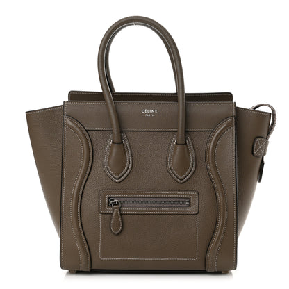Celine Drummed Calfskin Micro Luggage Souris 1 of 12