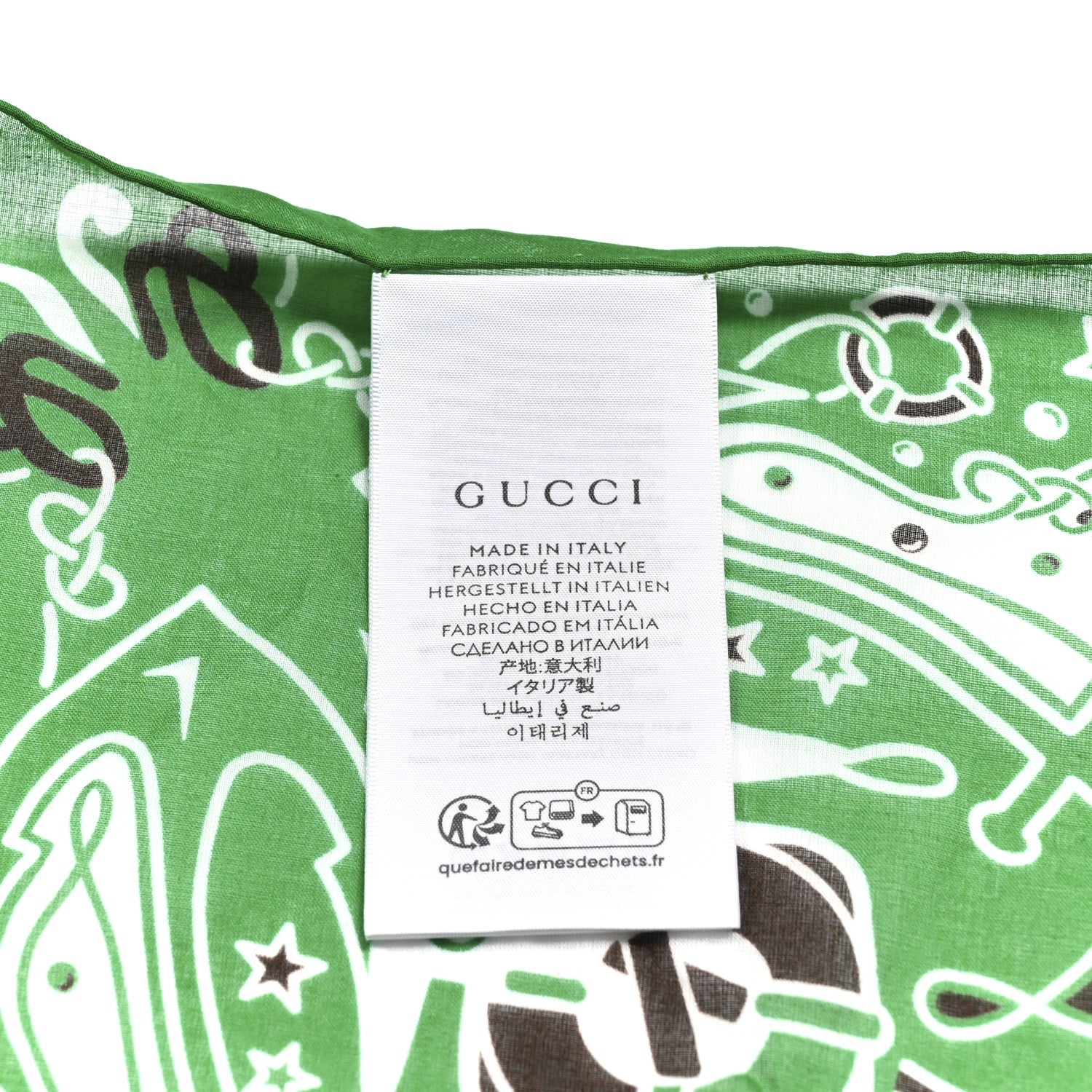 Gucci Cotton Bandana Square Scarf New Sailor Green 4 of 4
