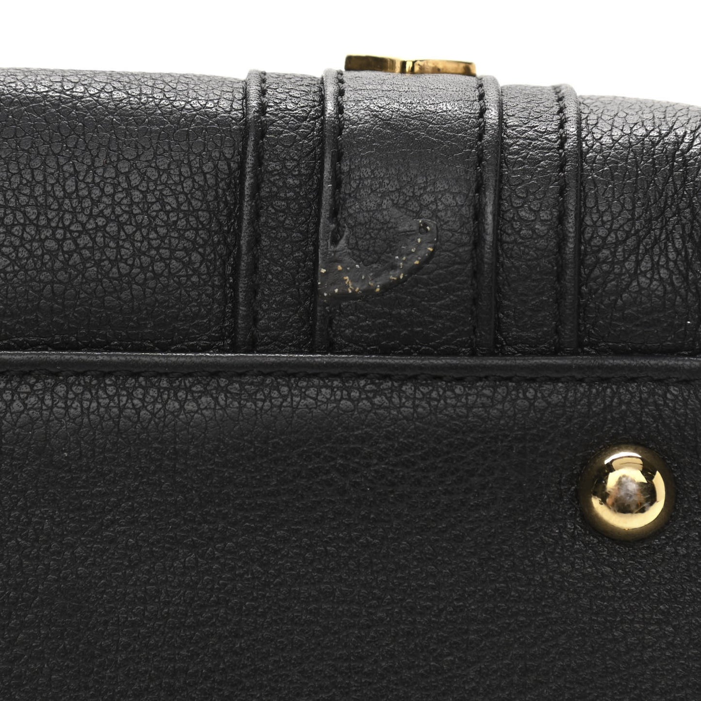 Grained Calfskin Studded Boston Bag Black