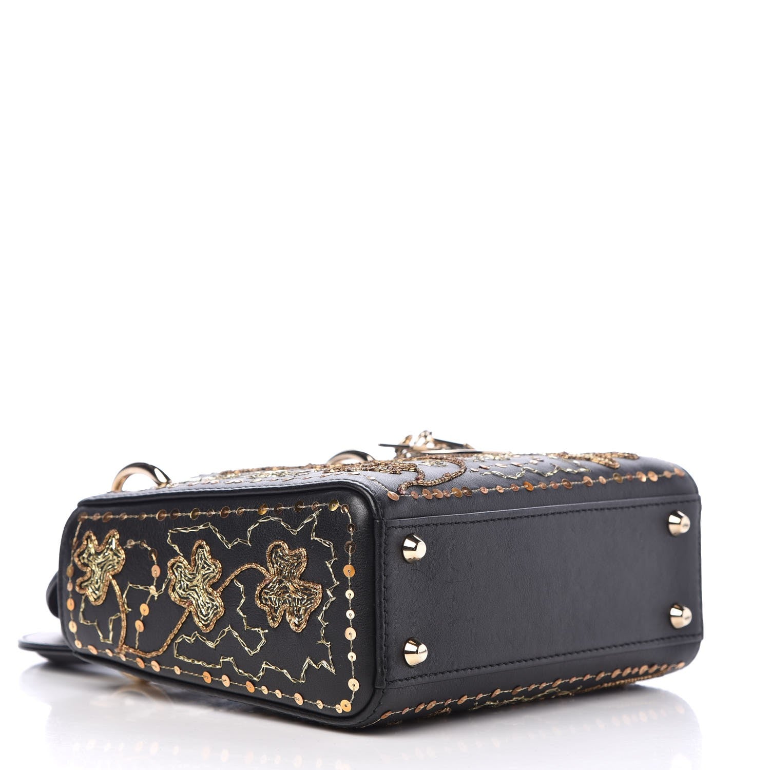 Christian Dior Smooth Calfskin Embroidered Mini Lady Dior Black 5 of 9