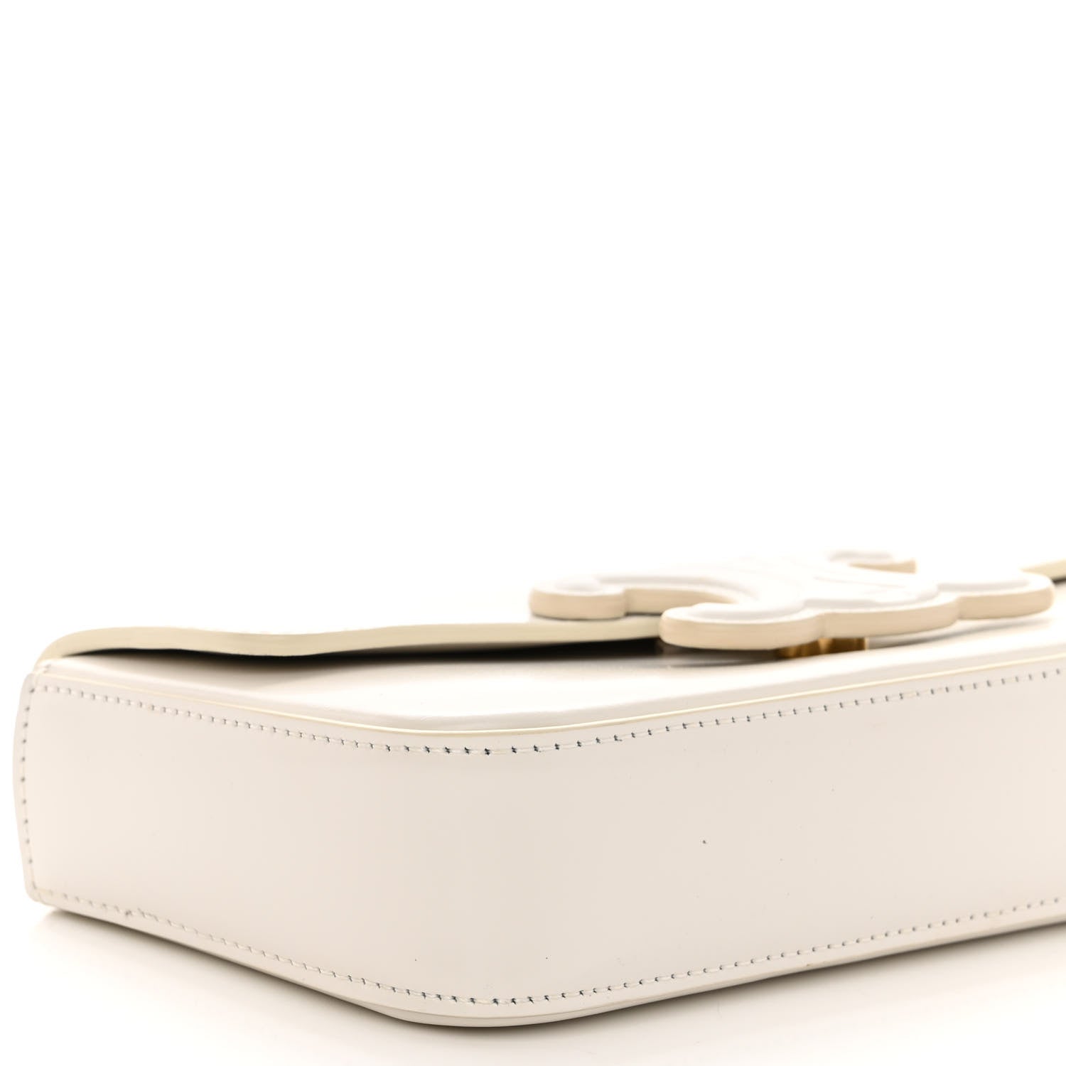Celine Shiny Calfskin Cuir Triomphe Chain Shoulder Bag White 9 of 11