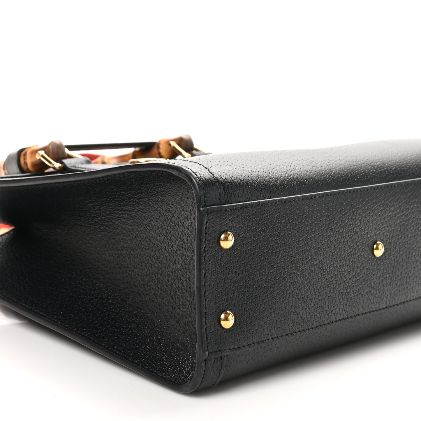 Textured Dollar Calfskin Web Small Diana Tote Bag Black Dusty Grey