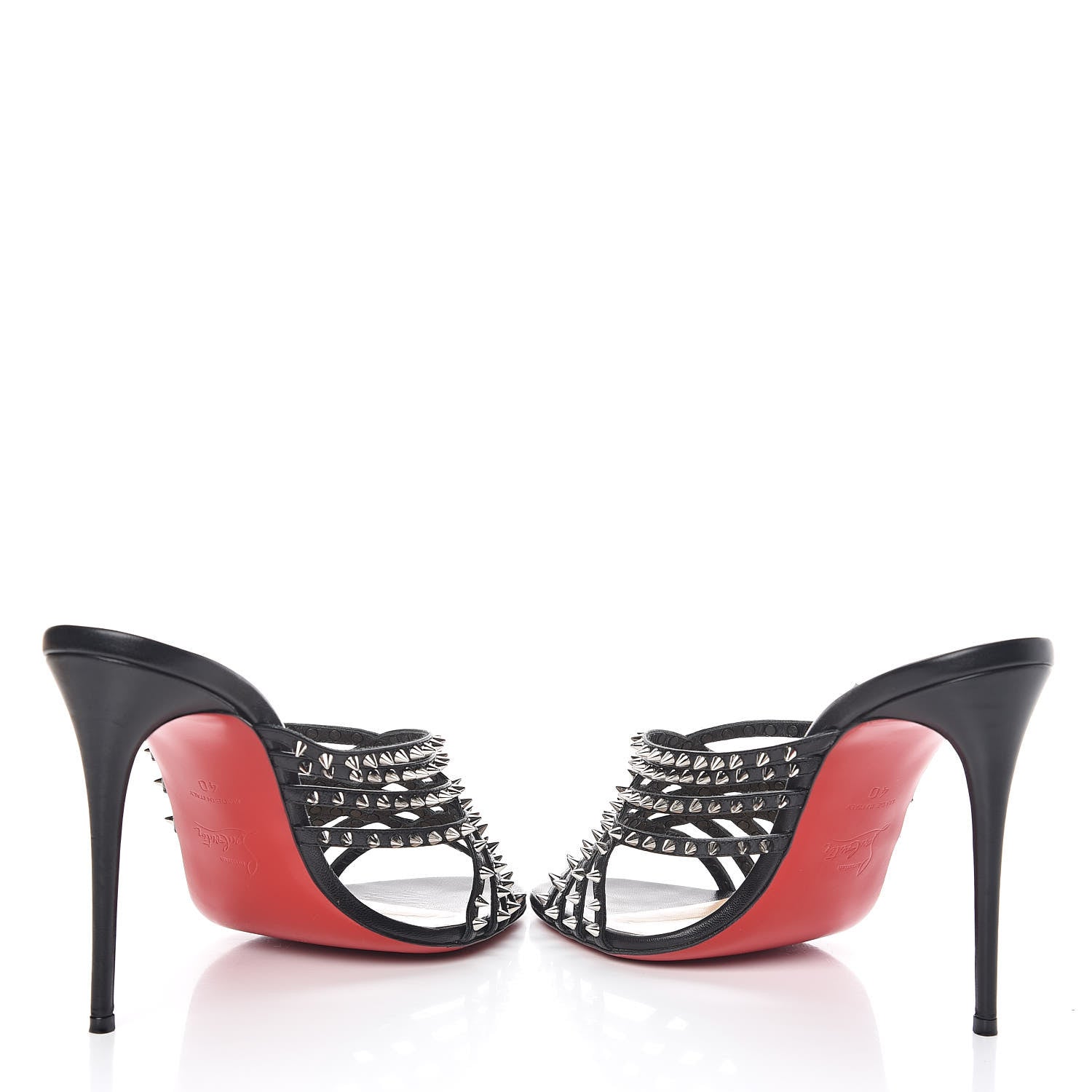 Christian Louboutin Kid Studded Marthaspike 100 Slide Sandals 40 Black Silver 6 of 11