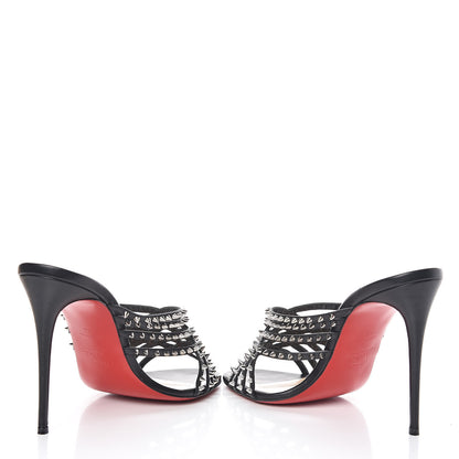 Christian Louboutin Kid Studded Marthaspike 100 Slide Sandals 40 Black Silver 6 of 11
