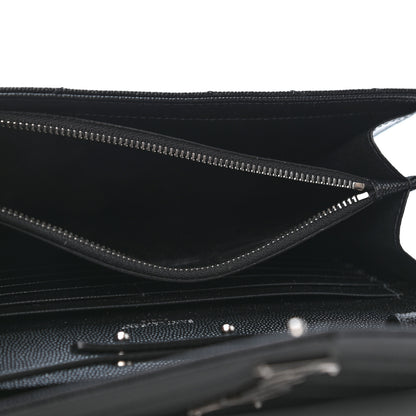 Saint Laurent Grain De Poudre Matelasse Chevron Monogram Chain Wallet Black 4 of 4