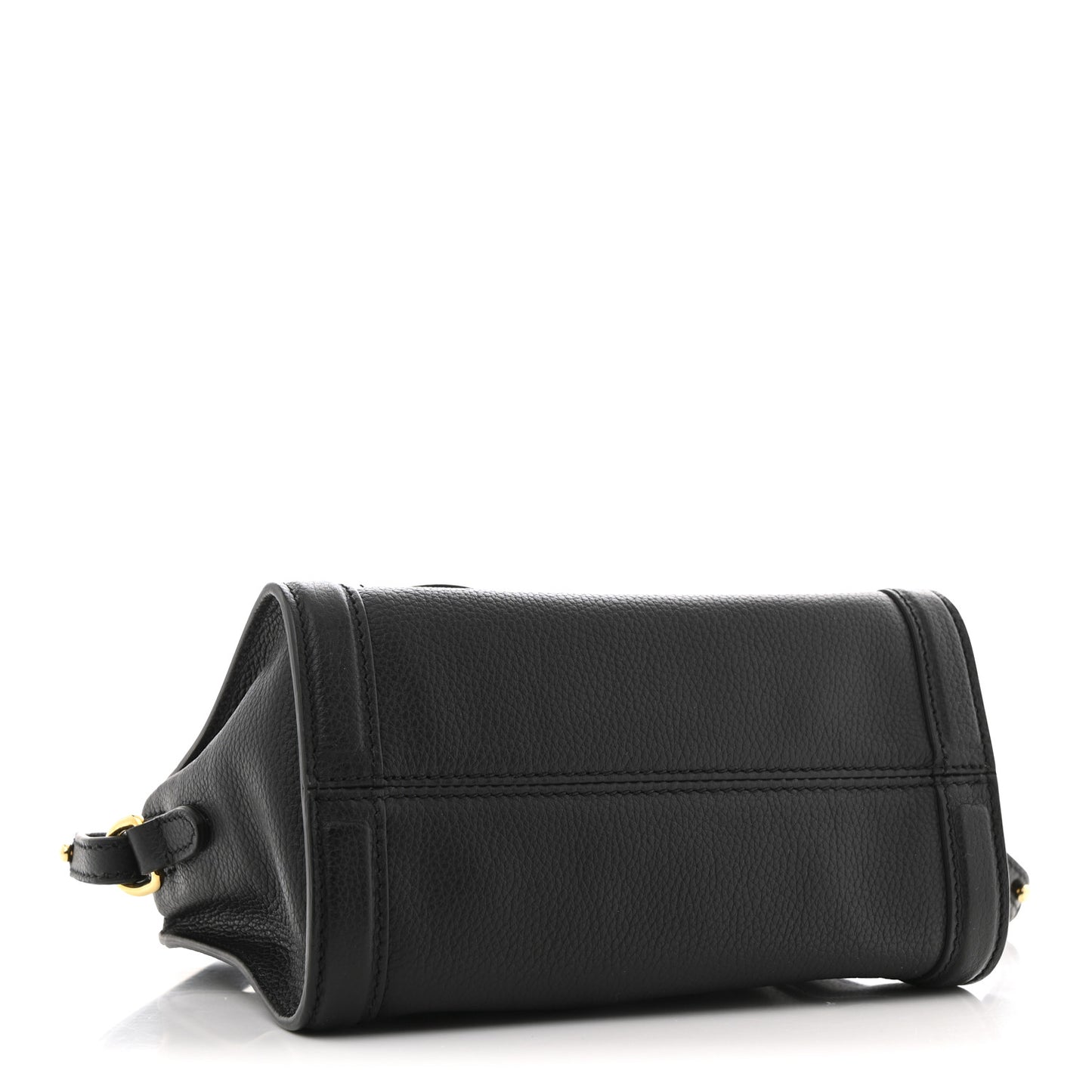 Pebbled Calfskin Mini Skull Padlock Zip Around Tote Black