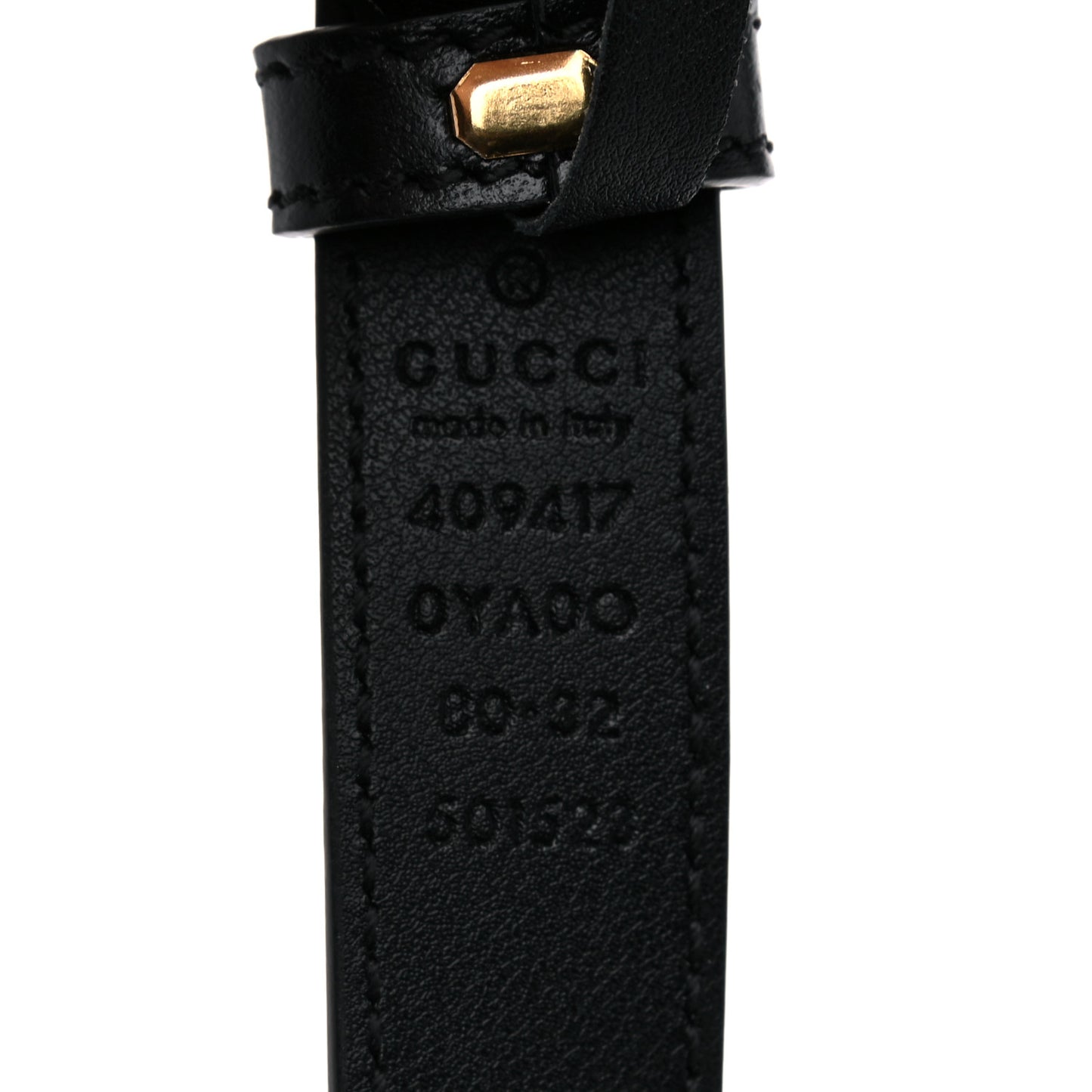 Plutone Calfskin Double G 20mm Belt 80 32 Black
