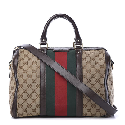 Gucci Monogram Vintage Web Medium Boston Dark Brown 1 of 23