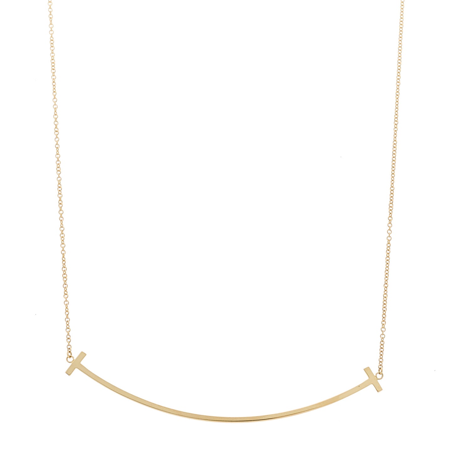 18K Yellow Gold Large T Smile Pendant Necklace