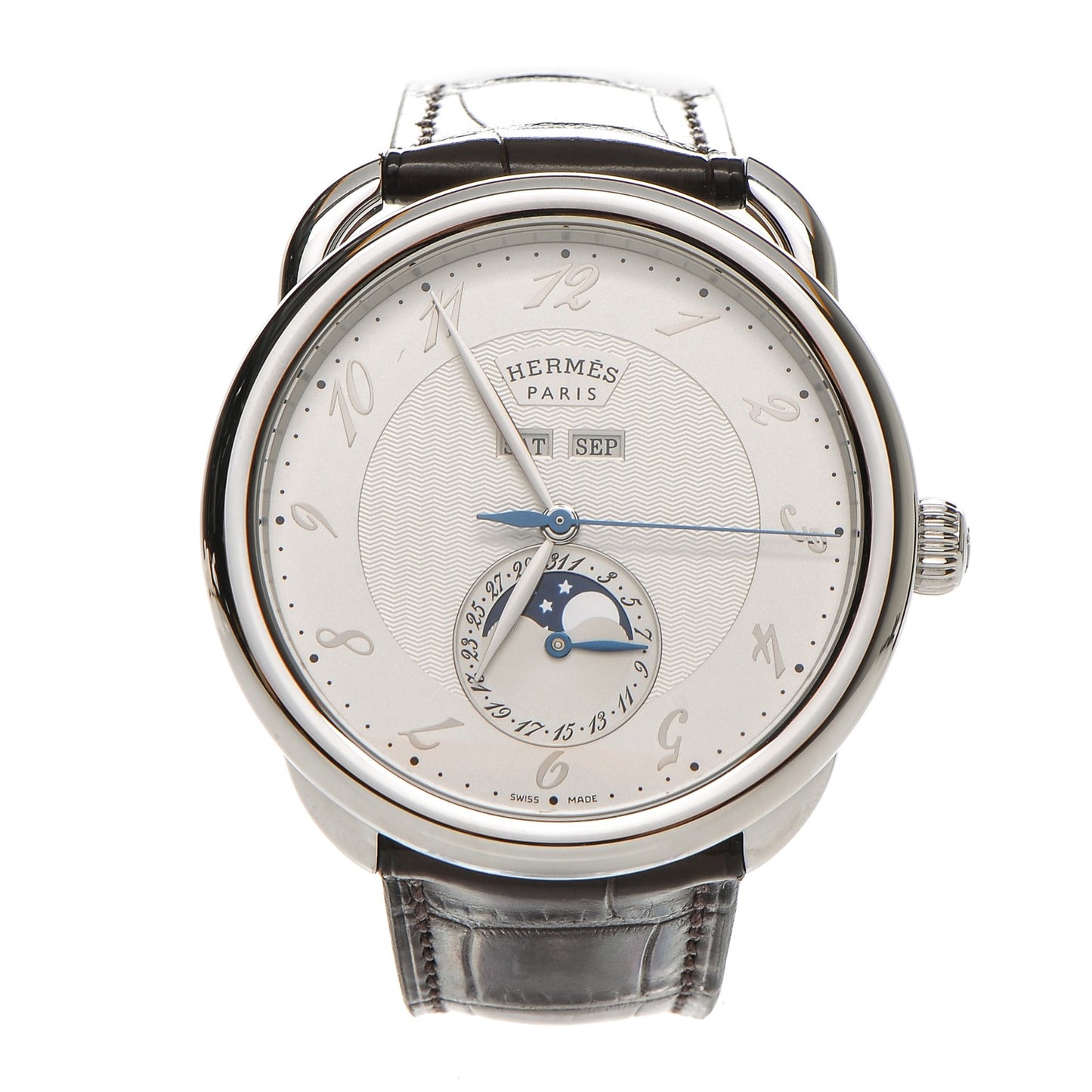 Stainless Steel Alligator 43mm Arceau Grande Lune Automatic Watch Havane