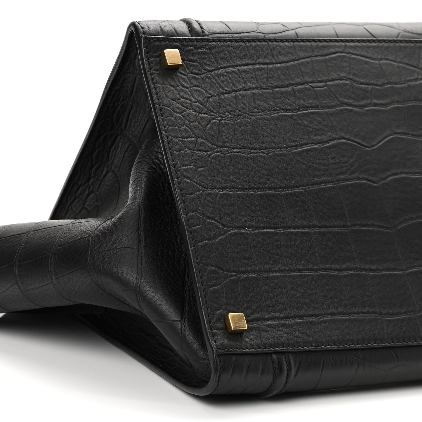 Calfskin Crocodile Embossed Medium Phantom Luggage Black