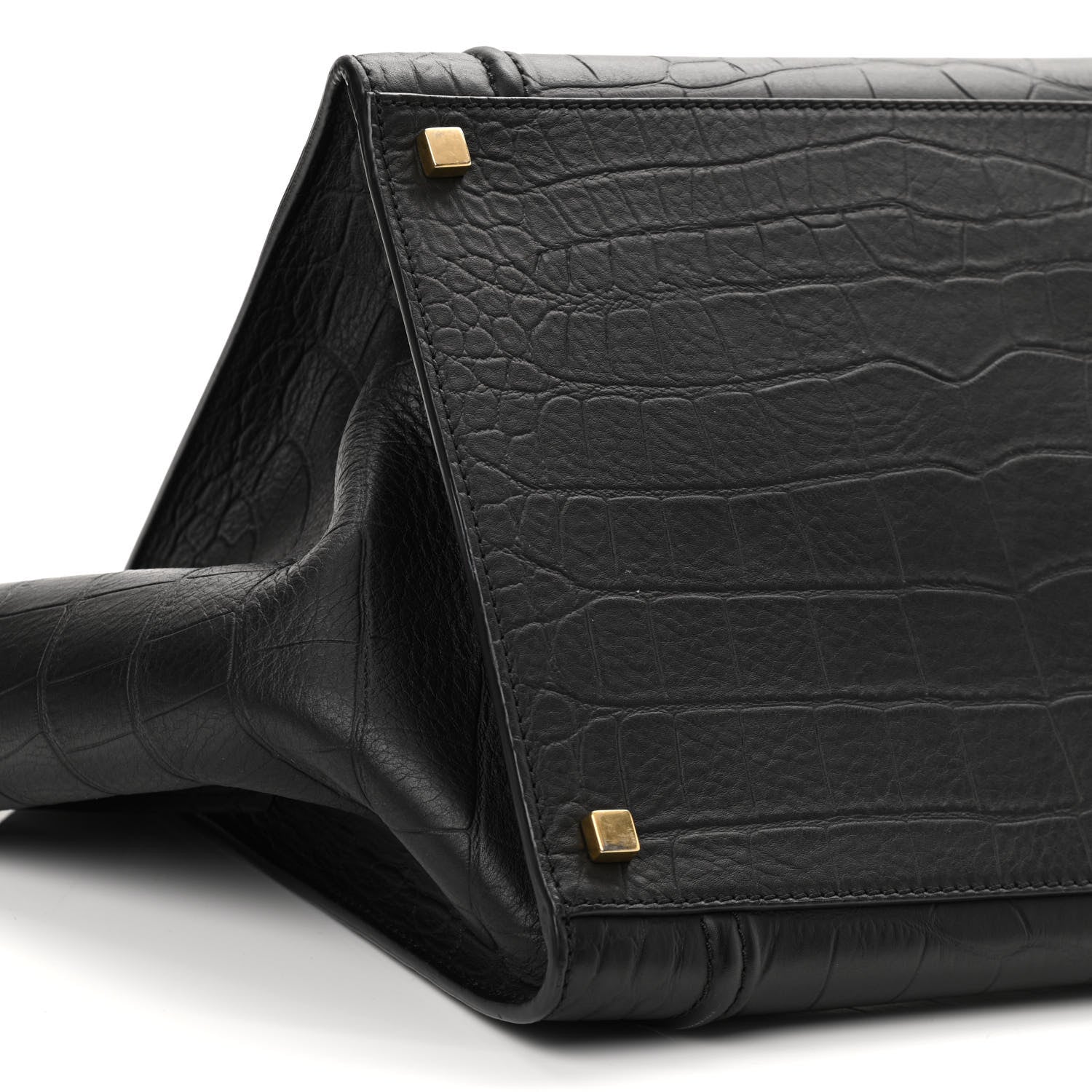 Celine Calfskin Crocodile Embossed Medium Phantom Luggage Black 9 of 10