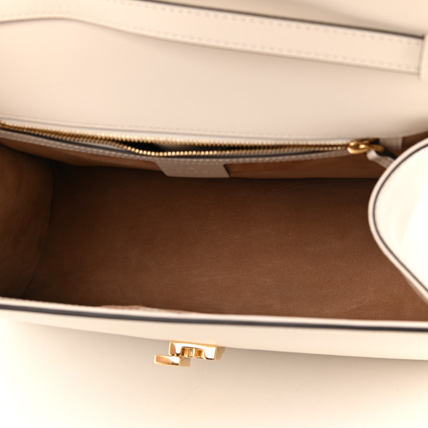 Gucci Calfskin Web Medium Sylvie Top Handle Bag White 5 of 10
