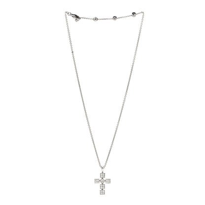 Bulgari 18K White Gold Diamond Lucia Latin Cross Pendant Necklace 3 of 6