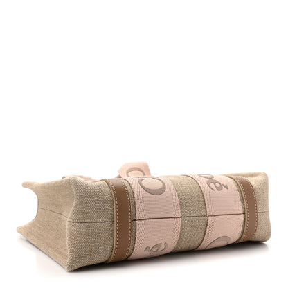 Chloe Cotton Calfskin Small Woody Ribbon Tote With Strap Blushy Beige 4 of 9