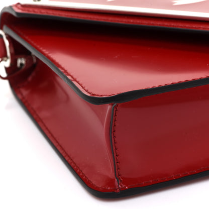 Prada Spazzolato Triangle Logo Plate Flap Chain Crossbody Bag Scarlatto Black 5 of 8