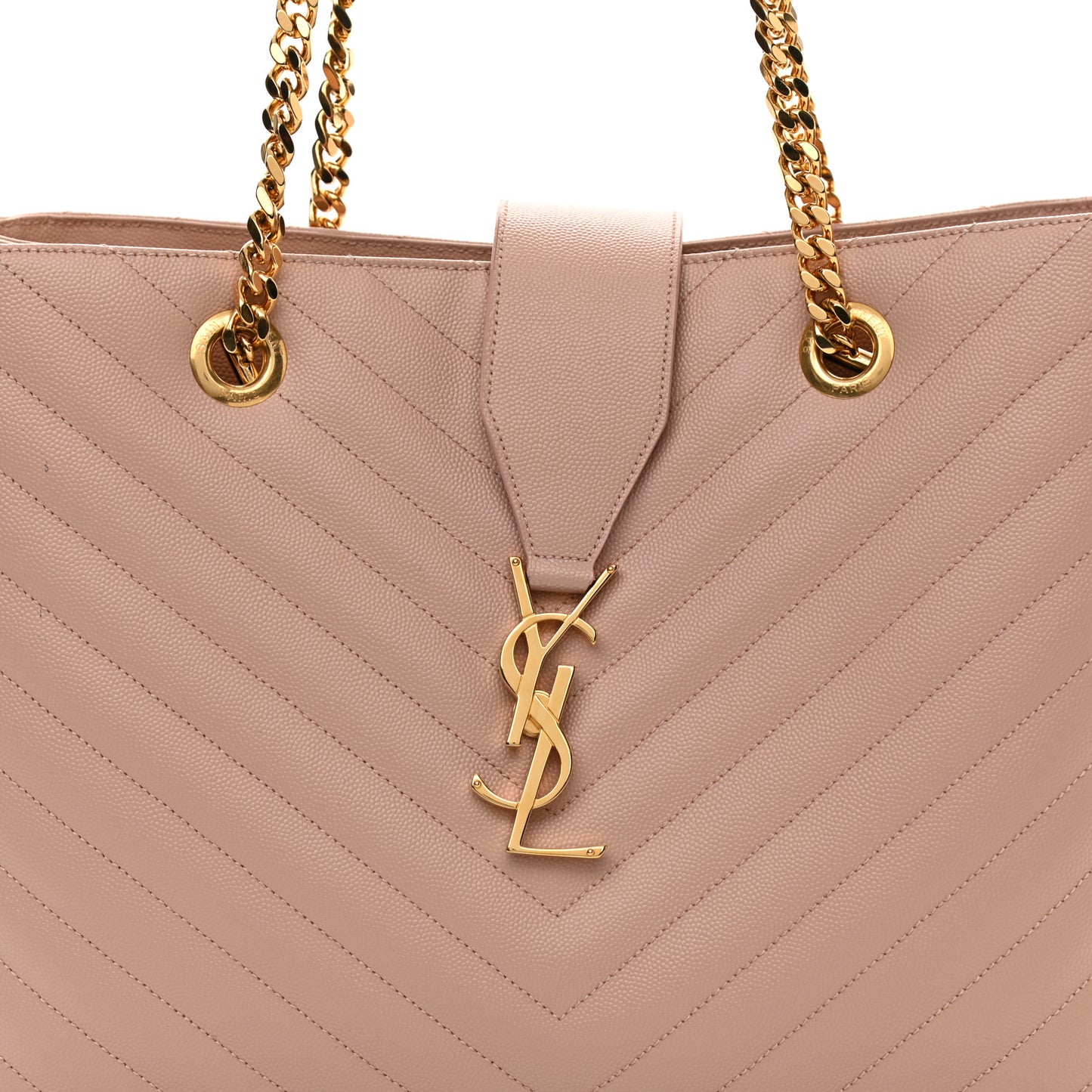 Grain De Poudre Matelasse Chevron Large Monogram Shopping Bag Pale Pink
