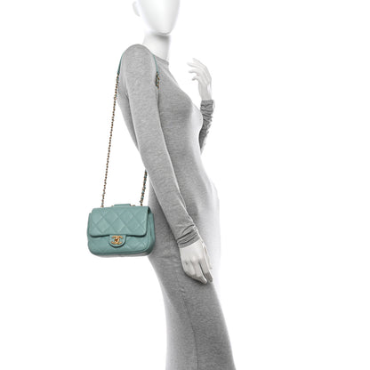 Chanel Lambskin Quilted Small Circular Handle Bag Blue 2 of 13