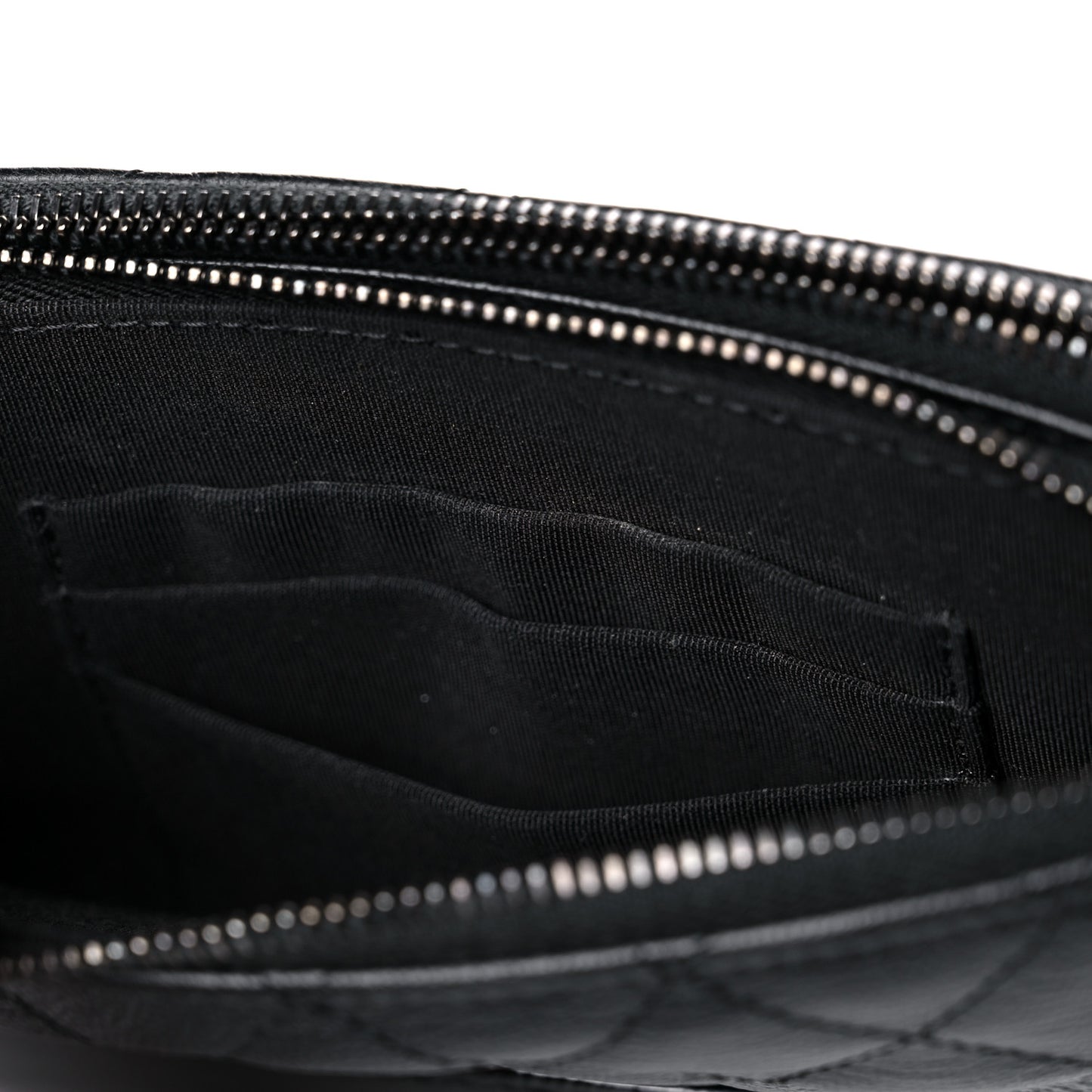 Patent Goatskin Quilted Small Gabrielle Clutch With Chain Black