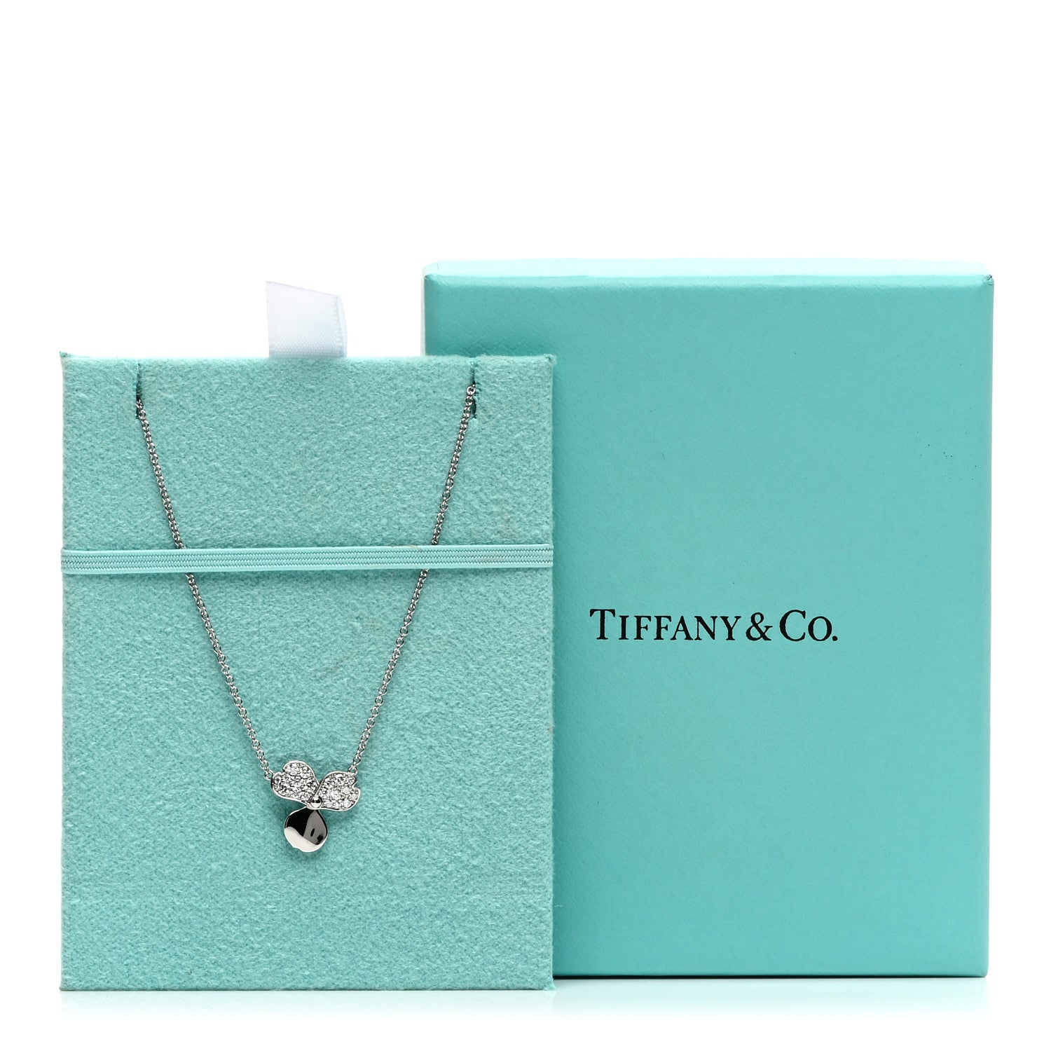 Tiffany Platinum Diamond .17ctw Small Paper Flowers Pendant Necklace 5 of 5