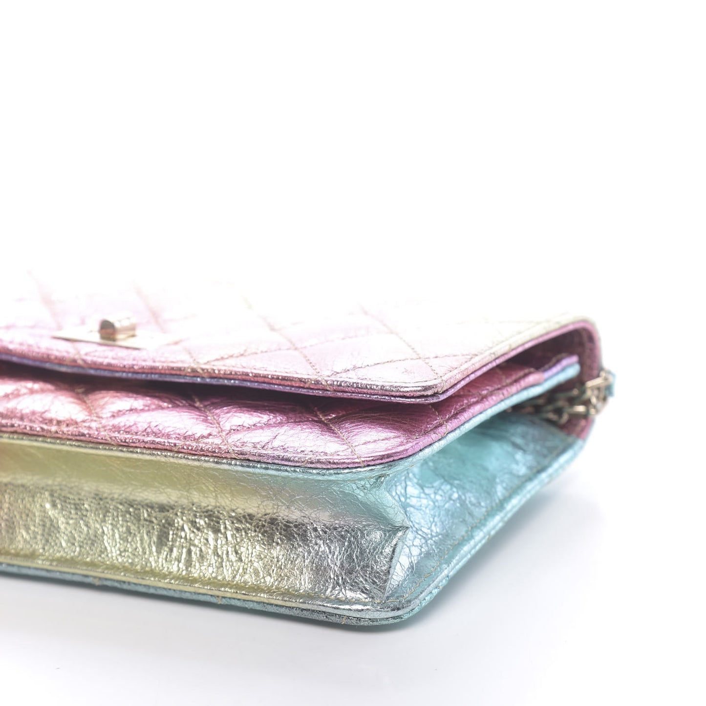 Metallic Goatskin Quilted 2.55 Reissue Wallet on Chain WOC Multicolor