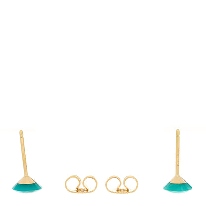Tiffany 18K Yellow Gold Turquoise Elsa Peretti One Carat Faceted Earrings 3 of 4