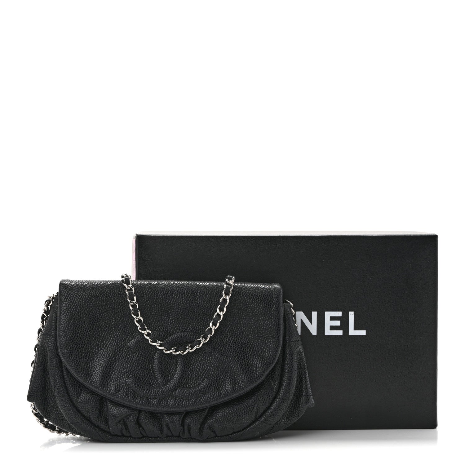 Chanel Caviar Half Moon Wallet On Chain WOC Black 14 of 14