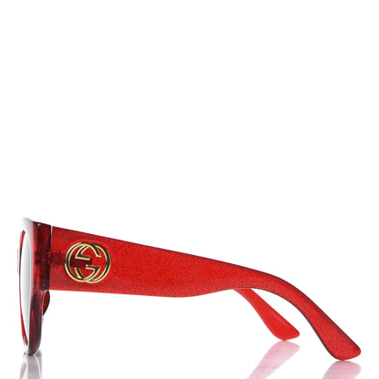 Gucci Acetate Glitter Round Frame Sunglasses GG0142SA Red 3 of 8