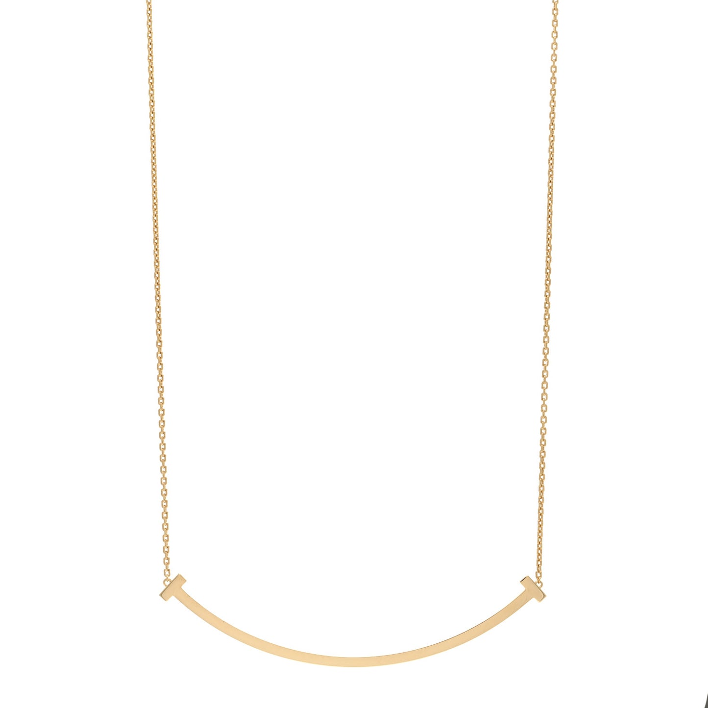 18K Yellow Gold Extra Large T Smile Pendant Necklace