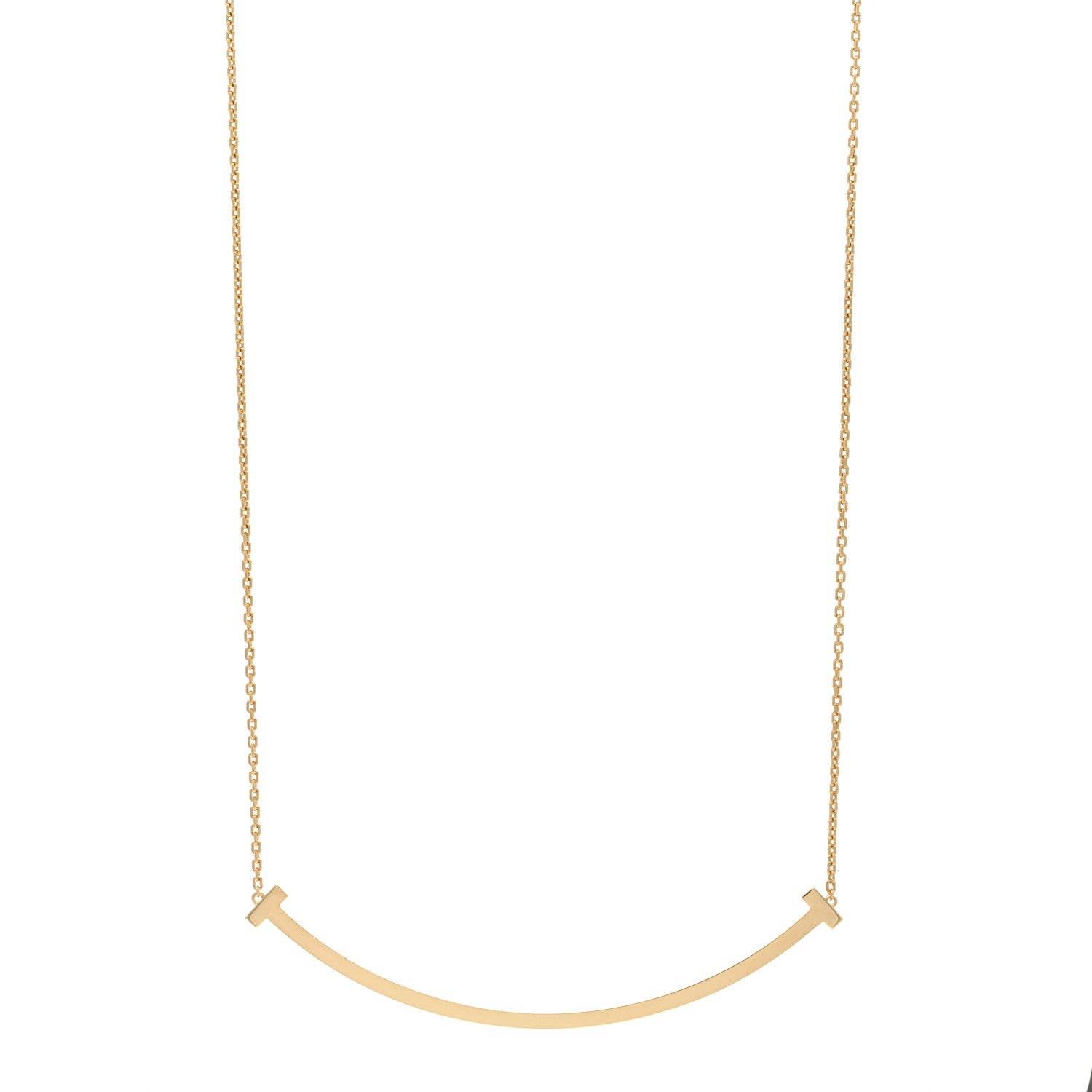 Tiffany 18K Yellow Gold Extra Large T Smile Pendant Necklace 1 of 4